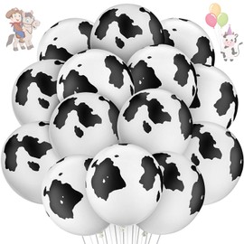 Skylety Pack of 20 Balloons with Cow Print 12 Inch Latex Balloons Funny Farm Balloons with Cow Pattern for Yard Western Cowboy Farm Animal Theme Party Birthday Party Decoration