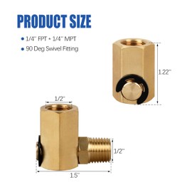 50310 Swivel Joint for Side Roll Fan Air Hose Reel 1/4 "FPT 1/4" MPT 90 Degree Air Hose Joint Brass Replacement Part