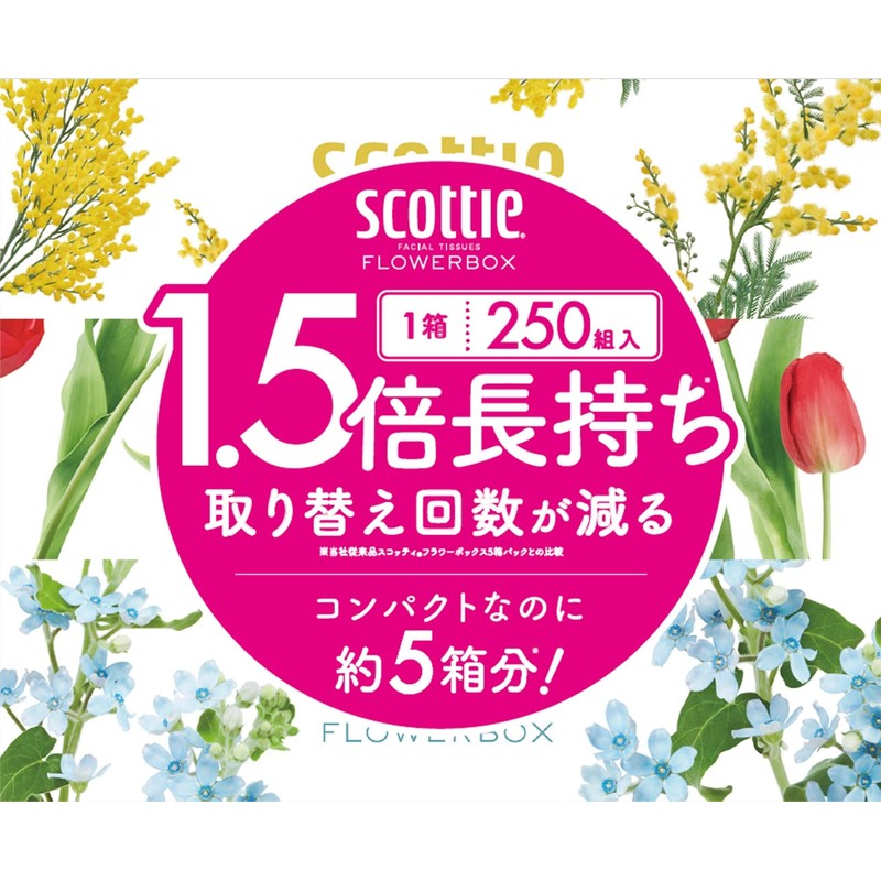 Scotty Flower Box, Long Lasting Tissues, 500 Sheets (250 Pairs),