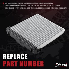 Cabin Air Filter & Filter Access Door, Air Conditioning Filter Compatible With Chrysler Dodge Vehicle 200, Ram 1500 2500 3500 2011-2019 Replaces# 68406048AA 68052292AA 68318365AA 5058693AA
