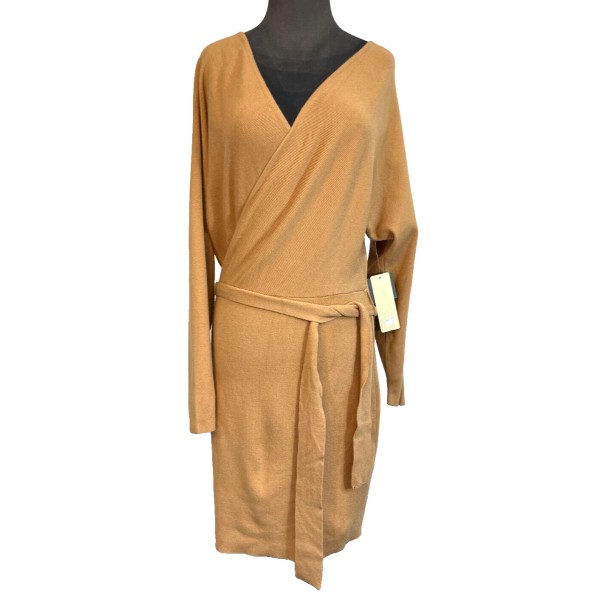 RD Style Brown Sashed Midi Dress - Size L