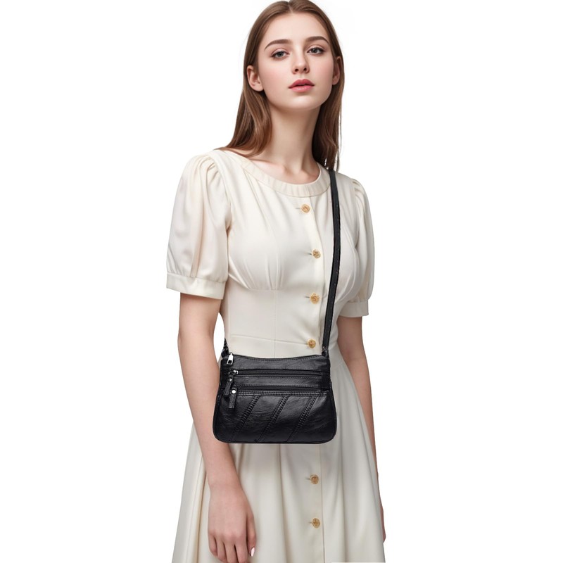 ACNCN Soft PU Leather Crossbody Shoulder Bag, Stylish Women's Multi-Pocket