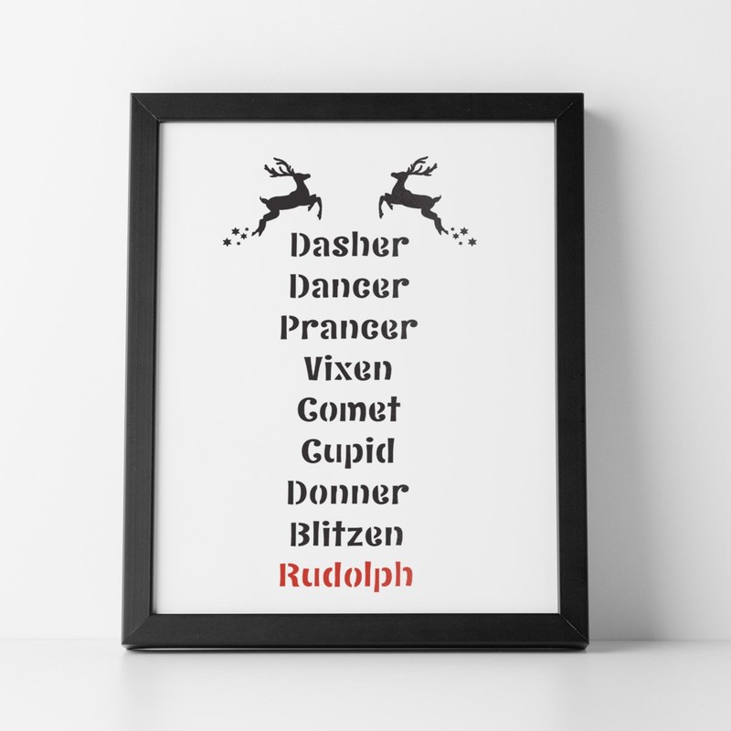 CraftStar Santa's Reindeer Names Stencil - Reusable Christmas Craft/Airbrush Stencil