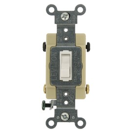 Leviton 54504-2W 15-Amp, 120/277-Volt, Toggle Framed 4-Way AC Quiet Switch, Commercial Grade, Grounding, White