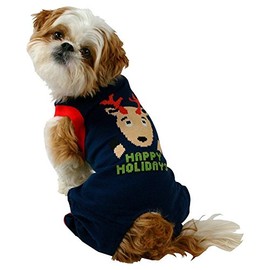 Pet Holiday Costume Pajamas Reindeer Happy Holidays (X-Large)