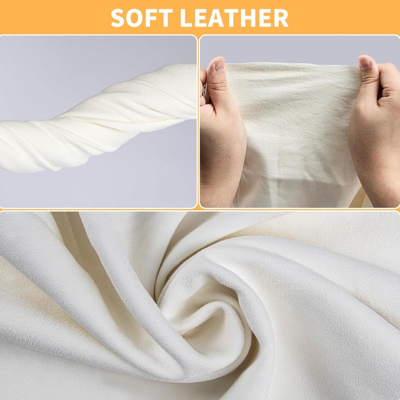 CarPlusStudio Natural Deerskin Cleaning Cloth, 1 Car Deer Leather Towel,