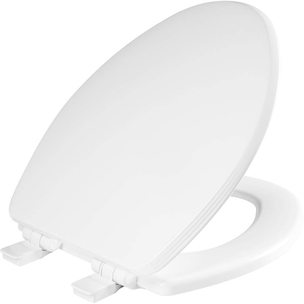 BEMIS 1600E4 390 Ashland Toilet Seat with Slow Close, Never Loosens and Provide the Perfect Fit, ELONGATED, Enameled Wood, Cotton White