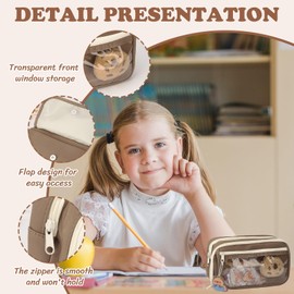 Grifito Capybara Pencil Box, Capybara Large Capacity 21x13x4cm Pencil Case Set, Cute Transparent Multi-Layer Pencil Pouch, Capybara Pencil Case with Plush Brooch, Key Chain, Clip for School