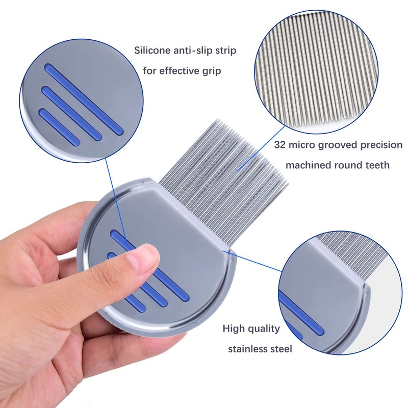 OBSCYON 6Pieces Stainless Steel Metal Professional Lice Combs Double Sided