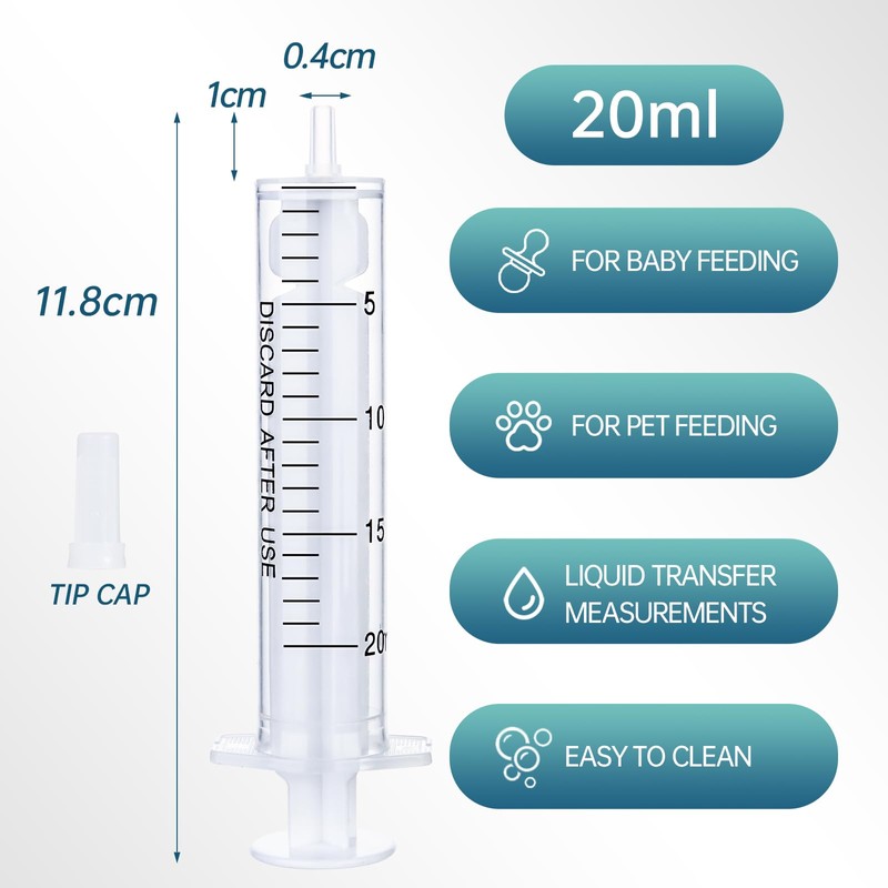 Gufastoe 30pcs 20ml Plastic Syringes with Caps Without Rubber Stopper