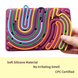 Sensory Silicone Activity Board with 12 Ropes and 5 Shapes for Children's Stress Relief and Creativity - Color: 1