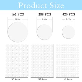 870Pcs Self-Adhesive White Stickers to Cover Screw Holes, 9 Sheets Screw Covers Caps White Furniture Stickers, PVC Material Dustproof Screw Hole Stickers 0.47in, 0.59in, 0.82in