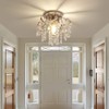 Q&S Small Crystal Chandelier Flush Mount Ceiling Light Fixtures Modern