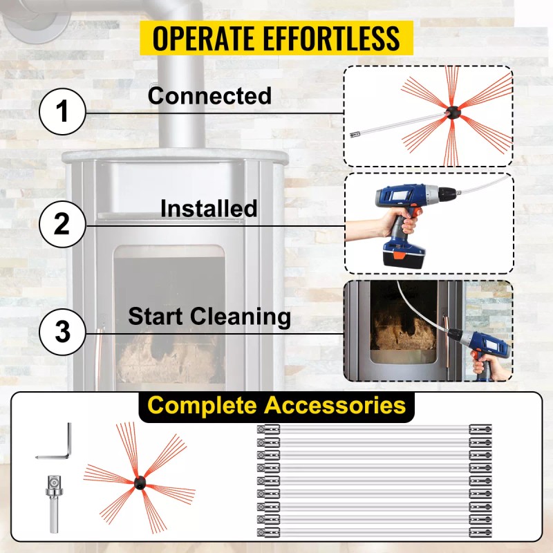 Vevor Kit De Barrido De Chimenea Cepillo Para Polvo 9m