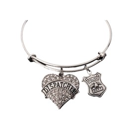 Police Dispatcher Expandable Charm Bracelet Police Badge Gift for Police Dispatcher Retirement Option Available