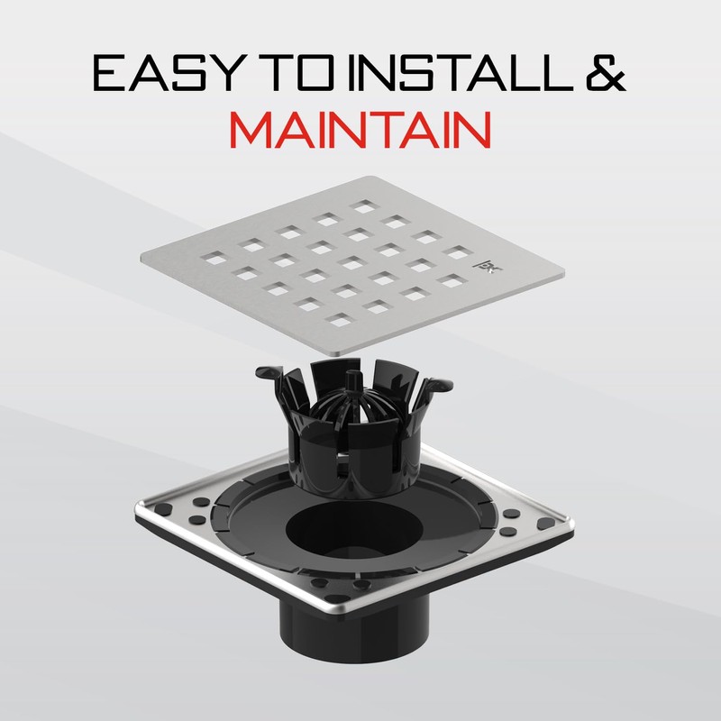 GURU USA Evo Lite Plus Square Stainless Steel Shower Drain