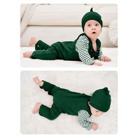 Baby Boy Outfits Stripe Print Romper Top and Baby Overalls with Hat 3-6 Months Baby Boy Clothes