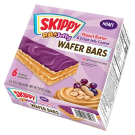 SKIPPY P.B. & Jelly Peanut Butter And Grape Jelly Coated Wafer Bars, 1.3 oz, 6 Ct (36g)/Bar