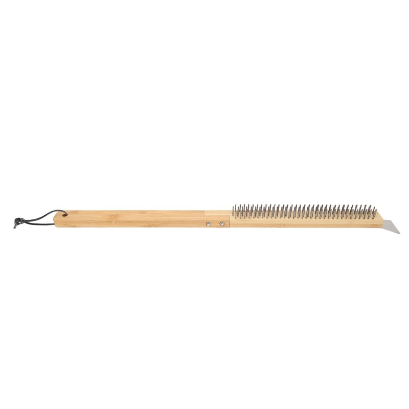 Long Pizza Oven Brush with Scraper Mounted Metal Bristles Pizza