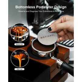 58mm Bottomless Portafilter For Gaggia, 2 Ears Flat Naked Portafilter Fits Gaggia Espresso Coffee Machines with Anodized Aluminum Handle, Stainless Steel Head,18g Filter Basket, Puck Screen Included