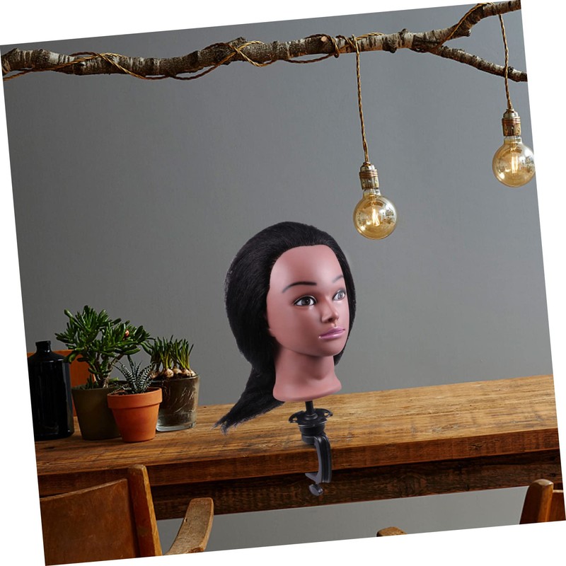 Healvian 1 Set Human Hair Braiding Mannequin Head Hair Cutting