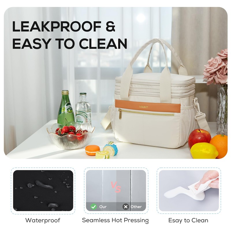 TOURIT Insulated Lunch Box Bag, Double Deck Leakproof Cooler Tote