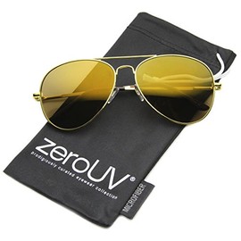 zeroUV FULL MIRROR Mirrored Metal Aviator Sunglasses (Gold)