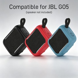 BLIKEJIN Silicone Protective Case Compatible with JBL GO5 Portable Bluetooth Speaker, Full Wrap Shockproof Anti-Scratch Dustproof Soft Protective Sleeve Cover (Black)