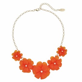 Bocar Acrylic Pendant Collar Flower Statement Choker Necklace for Women (NK-10241-orange)