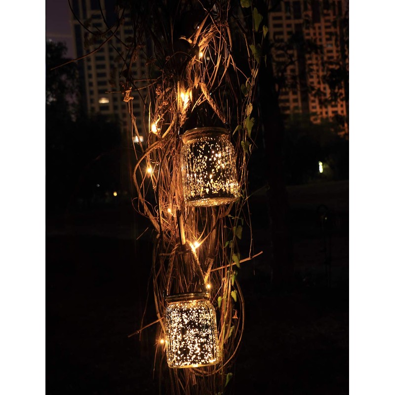 Hanging Solar Lantern Outdoor,Solar Lights Mercury Mason Jar Glass Hanging