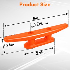 Orange Nylon Boat Cleat 6 inch, Dock Cleat With Hardware 4 Pack,Boat Dock Cleats Nylon Cleat for Kayak Rope Cleat Used for Docking Boats,Small Vessels,Canoe,Mooring,Maritime Decor,Dock Tie Down Cleats