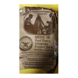 Andrews Corner MRE Meals Survival Food 2019 US MILITARY MEALS READY TO EAT Meal Prepper Food (Beef Patty Jalapeno Pepper Jack - Meal 19)