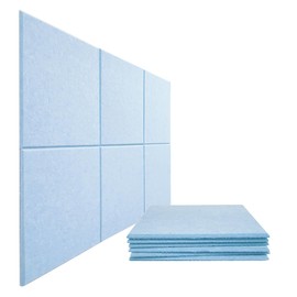 Large Cork Board Alternative, 11.8''x11.8'' 6 Pack Felt Bulletin Board with Safe Removable Adhesive Tabs, Connectable Felt Wall Tiles Bulletin Boards Cork Boards for Walls Pin Board Tack Board-Blue