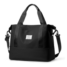 for Ryanair Airlines Underseat Cabin Bag 40X20X25 Weekend Overnight Carry on Holdall for Women Travel Duffel Sport Gym Tote Mum Hospital Bags with Wet Pocket,L1-Black