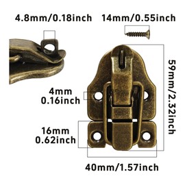 Runseaway 2Pcs Retro Bronze Style Box Toggle Latch, Antique Metal Duckbilled Hasp Clasp with Padlock Hole for Jewelry Boxes, Cabinets, Toolboxes, Vintage Suitcases