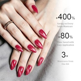 30 Uñas postizas almendradas medianas estilo ojo de gato con acabado brillante 3D, reutilizables, disponibles en 15 tamaños. Uñas postizas hechas a ma