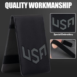 LZFAN Golf Scorecard Holder & Yardage Book Cover, Golf Accessories Black Premium Leather Yardage Book Holders Cover (Grey)