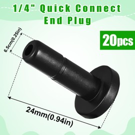 20 Pack 1/4" End Plugs Quick Connect Fittings,1/4 Inch Irrigation Tubing Fittings Anti-Drop Push to Connect End Connectors for 1/4 Inch Drip Irrigation Tubing Garden Irrigation System