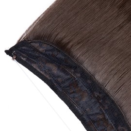 Silk-co Hair Extensions with Elastic Band, Straight Extensions with Invisible Cord, Synthetic Hairpiece Like Real Hair, Hair Thickening Hair Extensions for Women, Medium Brown, 50 cm