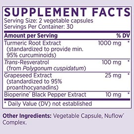 NAOMI Turmeric + Resveratrol 1000mg - Supports Healthy Inflammatory Response, Joint Comfort & Cardiovascular Wellness - 95% Curcuminoids, BioPerine® E