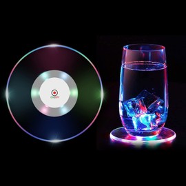 LED Coasters Set of 2, LED Coasters for Drinks, Bottle Lights for Liquor Bottles, Light up Coasters, Flash Cup Coaster Flashing Shots Light Perfect for Party Wedding Kitchen Dinning Bar Coasters