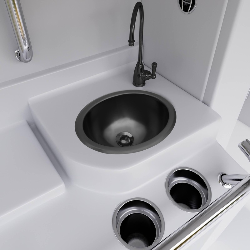 LQS Black Oval RV Kitchen Sink, 13.39" x 10.55" Small
