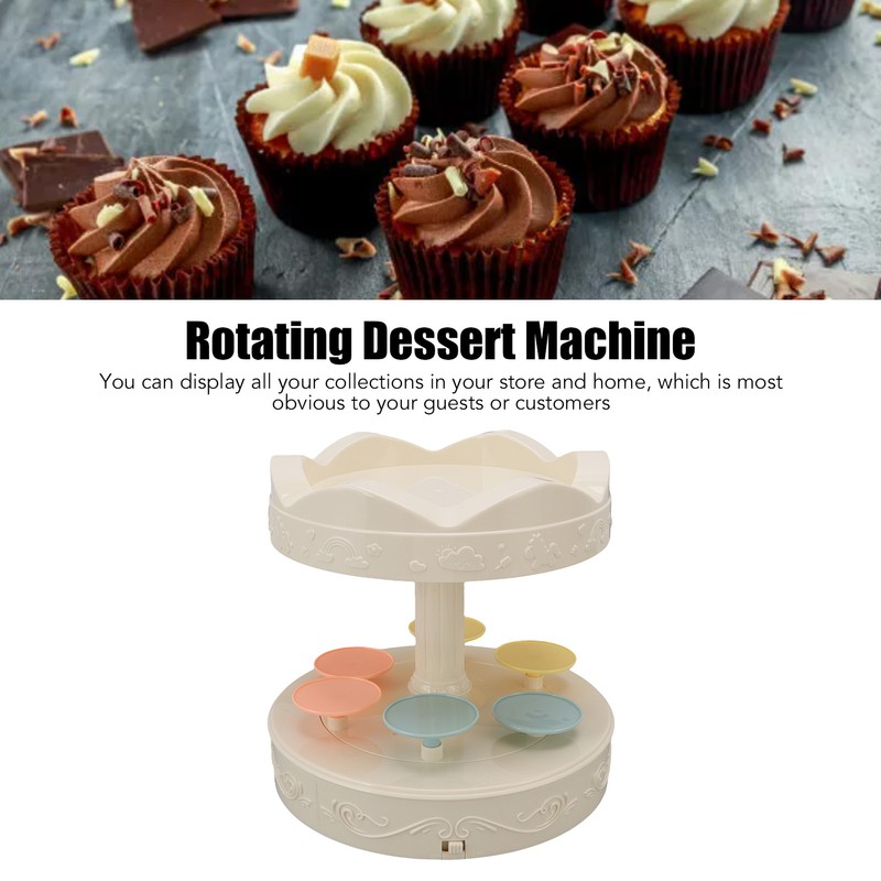 6 Trays 2 Tier Automatic Rotating Dessert Cupcake Display Table