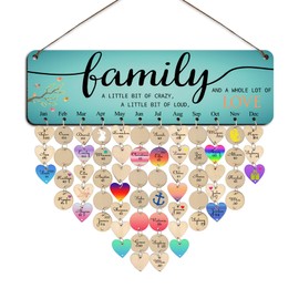 Gifts for Mom Grandma,Family Love Birthday Board Calendar Wall Hanging,Family Birthday Reminder Plaque with Tags