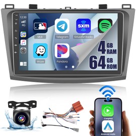 Hikity 8 Core 4+64GB for Mazda 3 2010-2013 Android 13 Car Stereo Wireless Carplay, 9 Inch IPS Touch Screen Android Auto Car Radio GPS Navigation WiFi AHD Backup Camera Bluetooth DSP FM RDS