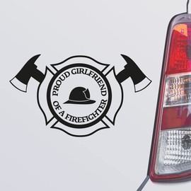 Custom Brother - Proud Girlfriend of A Firefighter Firefighter Fireman Black Color Car Laptop Wall Bumper Decal Sticker, DesJ93