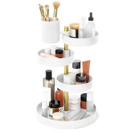 Umbra Pirouette Cosmetic Organizer, White/Brass