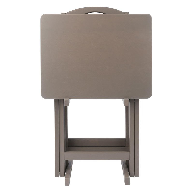 Alex 5Pc Snack Table Set Oyster Gray Finish