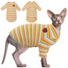 DENTRUN Hairless Cats Shirt Breathable Cat Daily Wear Clothes Stripe