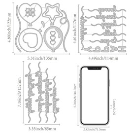 INFUNLY 26PCS Word Balloons Die Cuts Love You Valentine Metal Cutting Dies Happy Birthday Embossing Paper Dies Cut Template for Anniversary Birthday Party DIY Craft Scrapbooking Card Making